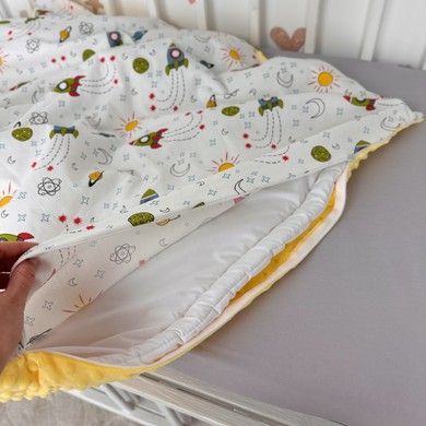 Плед зі зйомним утеплювачем 100х80 см у дитяче ліжечко Oh My Kids &laquo;Ракети&raquo; жовтий