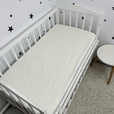 Водонепроникне простирадло в ліжечко 120х60 см Oh My Kids "Dots" молочний