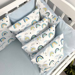 Бортики подушки в дитяче ліжко 6 шт Oh My Kids "Rainbow" блакитний