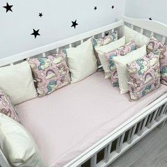 Бортики подушки 12 шт зі зйомними наволочками Oh My Kids "Единоріжки"