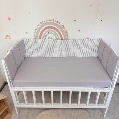 Захисні бортики у дитяче ліжко на 3 сторони Oh My Kids "Сірі Зірки" 100% бавовна