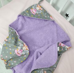 Махровий рушник для новонародженого 70х70 см Oh My Kids «Fairies» фіолетовий