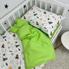 Постільна білизна для новонародженого Oh My Kids "Rockets" зелений