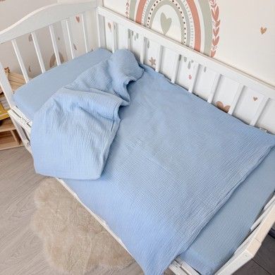 Легкий муслиновый пододеяльник на молнии 120х90 см Oh My Kids "Blue Sky" голубой