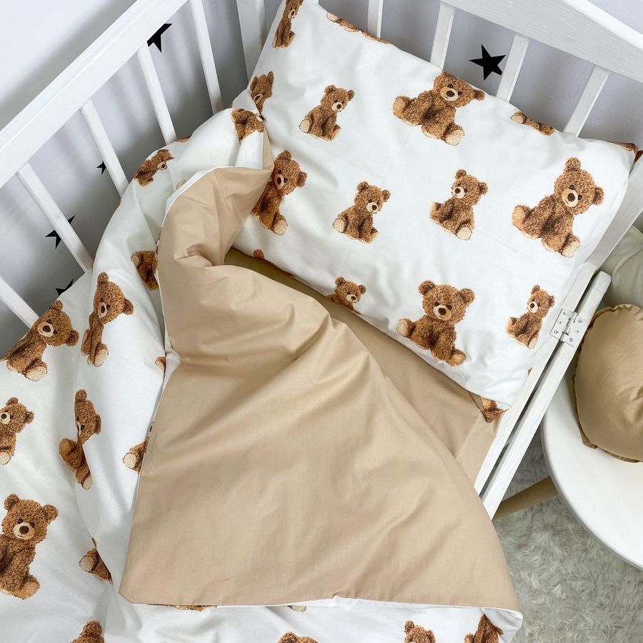 Комплект в кроватку бортики+постельное белье Oh My Kids "Мишки" бежевый