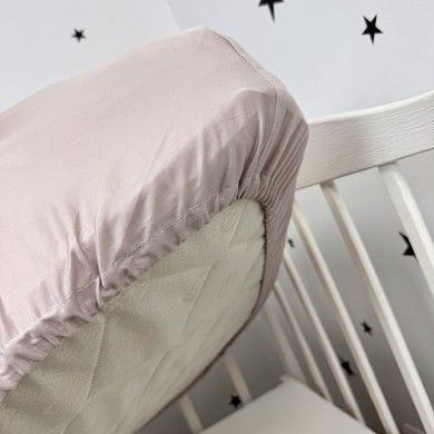 Дитяча однотона сатинова постільна білизна для ліжка 120х60 см Oh My Kids сіро-ліловий