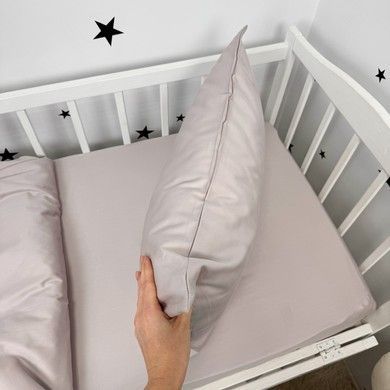 Дитяча однотона сатинова постільна білизна для ліжка 120х60 см Oh My Kids сіро-ліловий