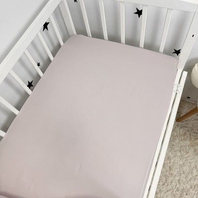 Дитяча однотона сатинова постільна білизна для ліжка 120х60 см Oh My Kids сіро-ліловий