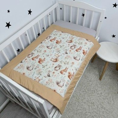 Ковдра-плед для дівчинки 100х80 см Oh My Kids "Лисички Совенята" бежевий