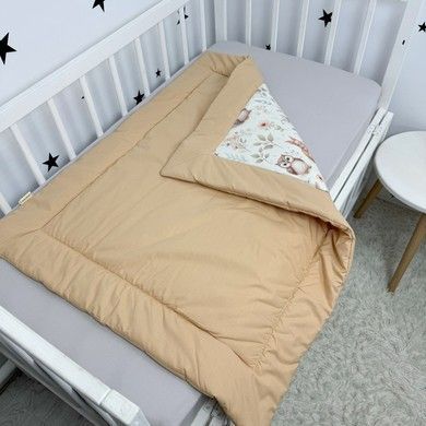 Ковдра-плед для дівчинки 100х80 см Oh My Kids "Лисички Совенята" бежевий