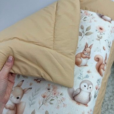 Ковдра-плед для дівчинки 100х80 см Oh My Kids "Лисички Совенята" бежевий