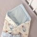 Легкий натуральний конверт на виписку Oh My Kids "Зайчики на повітряних кулях" блакитний