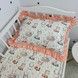 Натуральный комплект постельного белья с рюшами в кровать 120х60 см Oh My Kids &laquo;Зверюшки&raquo; персиковый ранфорс