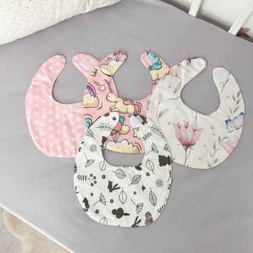 Набір водонепроникних слюнявчиків 4 шт Oh My Kids "Рожеві Єдиноріжки"