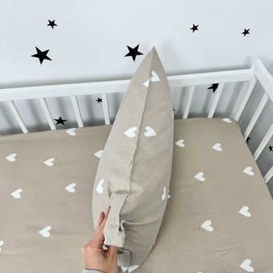 Фланелевая наволочка 40х60 см Oh My Kids &laquo;Cute hearts&raquo; бежевый
