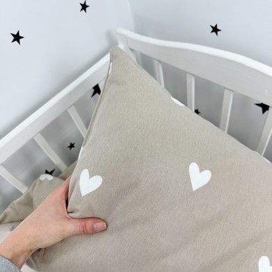 Фланелевая наволочка 40х60 см Oh My Kids &laquo;Cute hearts&raquo; бежевый