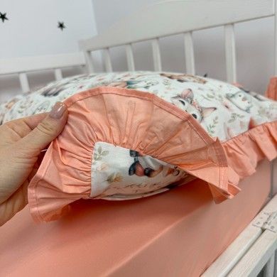 Наволочка с рюшами 40х60 см Oh My Kids "Зверюшки" ранфорс персиковый
