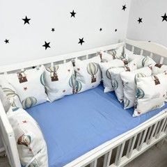 Бортики подушки 6 шт зі зйомними наволочками Oh My Kids "Повітряні кульки" фланель