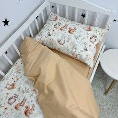 Комплект дитячої постільної білизни у ліжечко 120х60 см Oh My Kids &laquo;Лисички совенята&raquo; бежевий