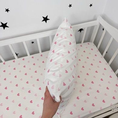 Фланелевое постельное белье для девочки в кровать 120х60 см Oh My Kids &laquo;Розовые сердечки&raquo;