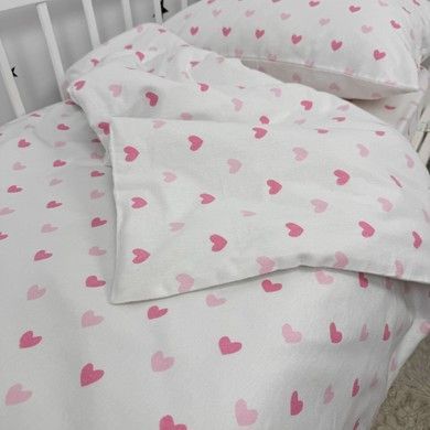 Фланелевое постельное белье для девочки в кровать 120х60 см Oh My Kids &laquo;Розовые сердечки&raquo;