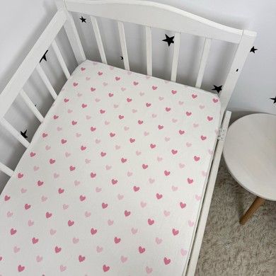 Фланелевое постельное белье для девочки в кровать 120х60 см Oh My Kids &laquo;Розовые сердечки&raquo;