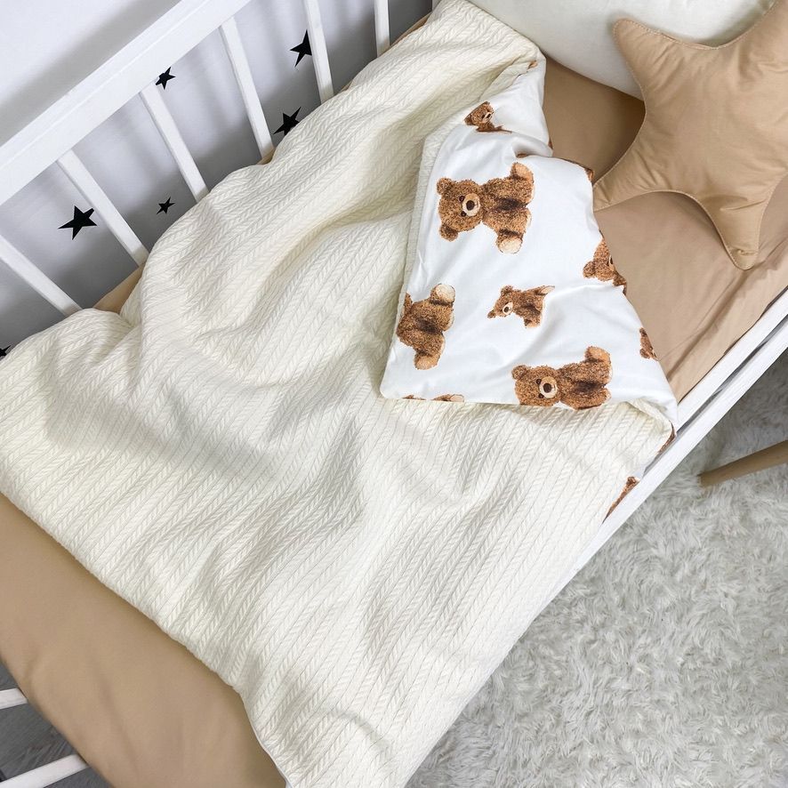 Детский пододеяльник-плед 120х90 см Oh My Kids "Мишки" молочное пике