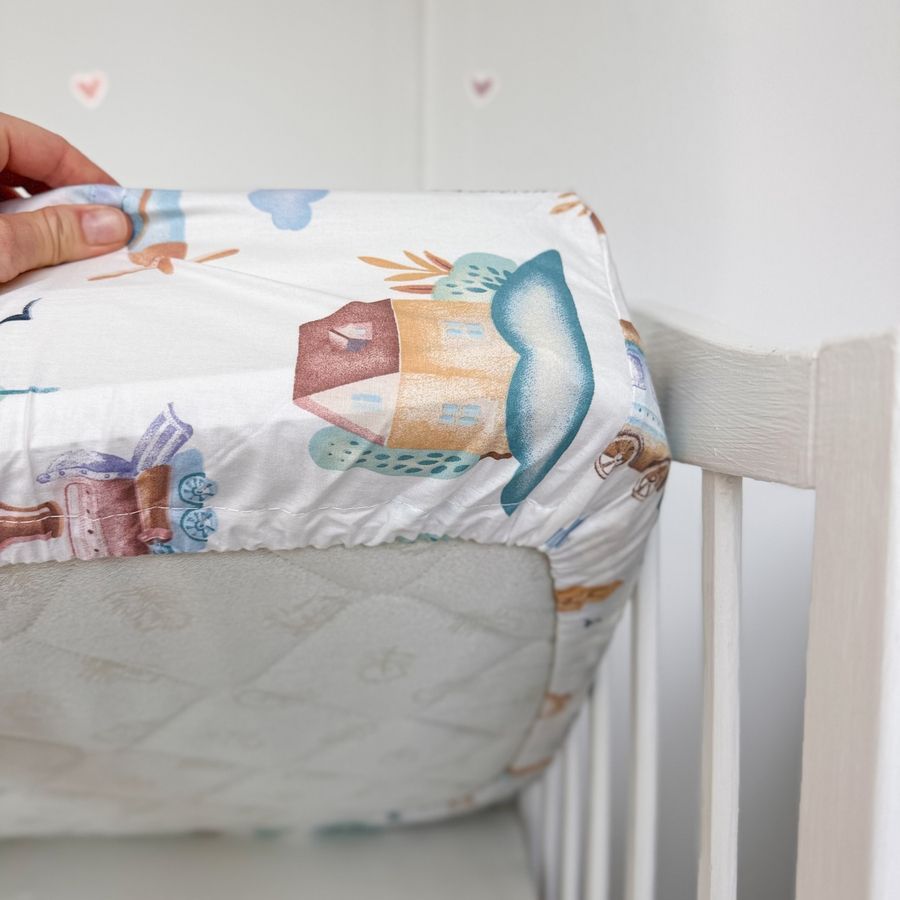 Дитяча постіль у ліжко 120х60 см для хлопчика Oh My Kids &laquo;Паровозики&raquo; 100% натуральна бавовна