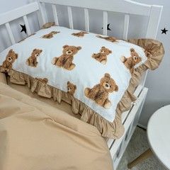 Дитяча наволочка з рюшами 40х60 см Oh My Kids "Brown Bear" ранфорс бежевий