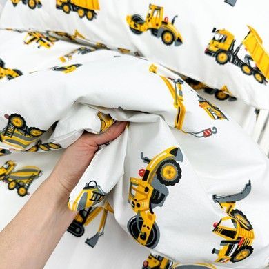 Підковдра полуторна на молнії 205х140 см для хлопчиків Oh My Kids &laquo;Трактори&raquo; жовтий ранфорс