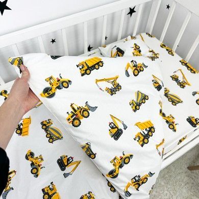 Підковдра полуторна на молнії 205х140 см для хлопчиків Oh My Kids &laquo;Трактори&raquo; жовтий ранфорс