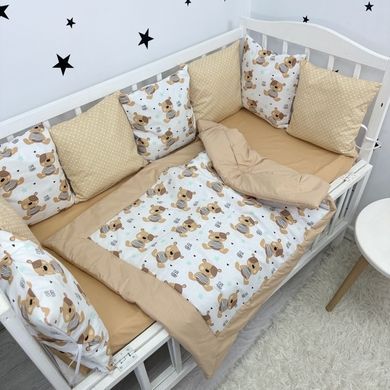 Постільний комплект у дитяче ліжечко 120х60 см Oh My Kids "Cute Teddy" бежевий
