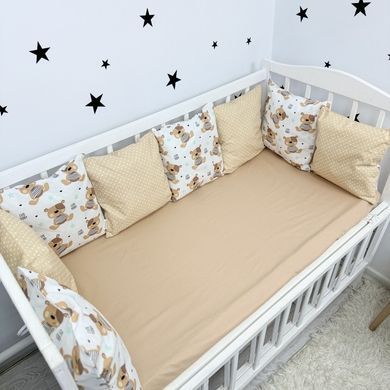 Постільний комплект у дитяче ліжечко 120х60 см Oh My Kids "Cute Teddy" бежевий