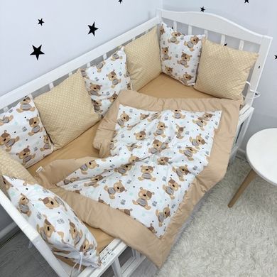 Постільний комплект у дитяче ліжечко 120х60 см Oh My Kids "Cute Teddy" бежевий
