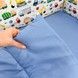 Бортики тонкі 1 шт 120 см + 2 шт по 60 см у дитяче ліжечко Oh My Kids "Різнокольорові будівельні машинки" сатин блакитний
