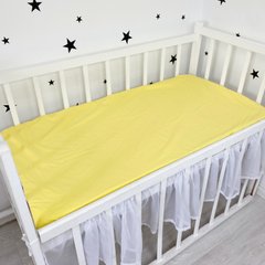 Бавовняна простинь на резинці в ліжечко Oh My Kids™ 120х60 см, колір жовтий