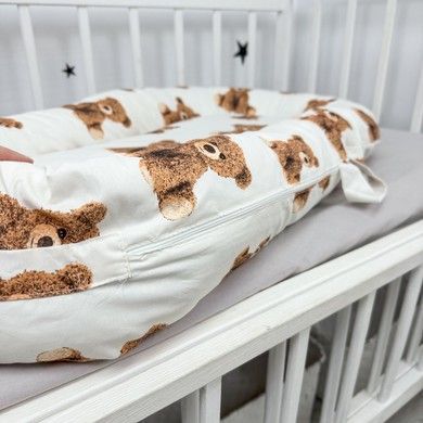 Кокон зі зйомним чохлом для новонародженого Soft OMK "Ведмедики" бежевий