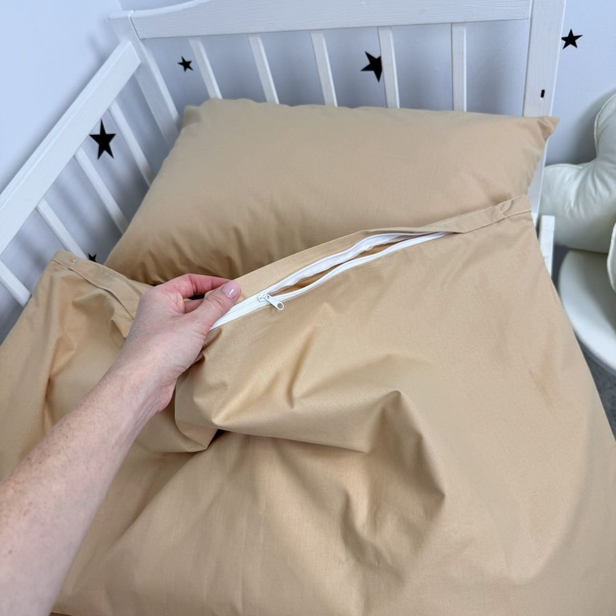 Підковдра однотонна дитяча 205х140 см Oh My Kids "Beige" ранфорс