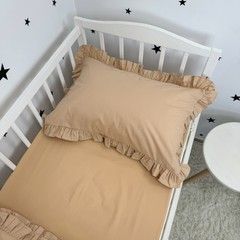 Однотонна наволочка з рюшами 40х60 см Oh My Kids &laquo;Brown&raquo; ранфорс бежевий
