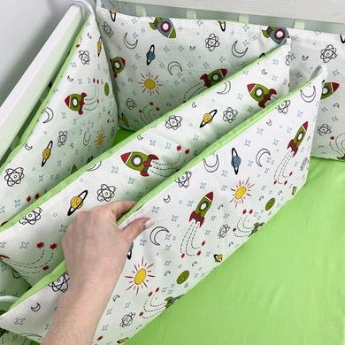 Бортики у ліжечко зі зйомними наволочками Oh My Kids "Ракети" 6 шт