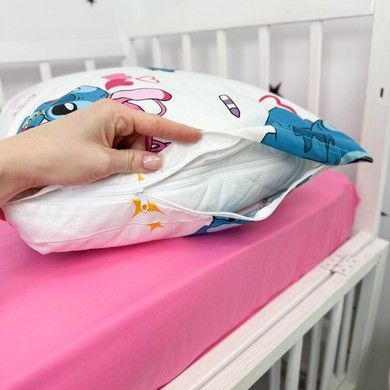 Комплект натурального детского постельного белья для кровати 120х60 см Oh My Kids &laquo;Стич&raquo; розовый ранфорс