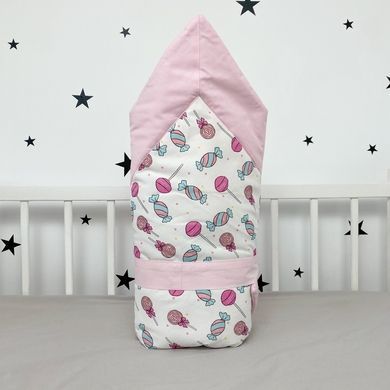 Демісезонний конверт на виписку для дівчинки 100х80 см Oh My Kids "Цукерки"