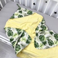 Дитячий рушник з куточком 70х70 см Oh My Kids "Листя монстери"