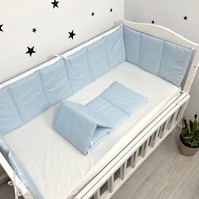 Однотонний бортик 180х30 см у дитяче ліжечко Oh My Kids "Blue"