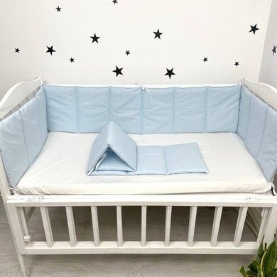 Однотонний бортик 180х30 см у дитяче ліжечко Oh My Kids "Blue"