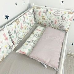 Бортики в детскую кровать 4 шт 60х30 см Oh My Kids &laquo;Косули&raquo; розовый