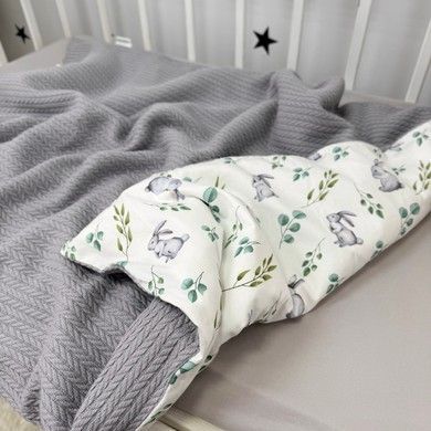 Дитяча підковдра 120х90 см Oh My Kids "Cute Rabbits" сіре піке
