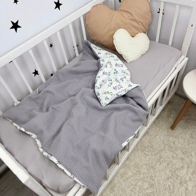 Дитяча підковдра 120х90 см Oh My Kids "Cute Rabbits" сіре піке
