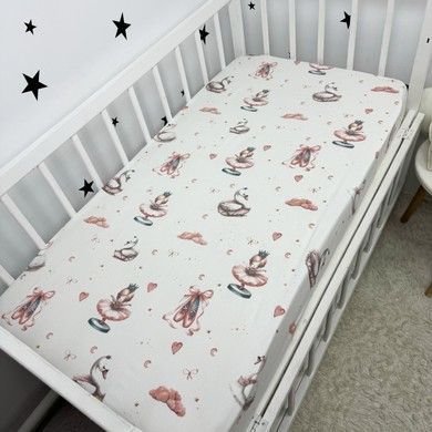 Теплая простыня фланель (байка) 120х60 см Oh My Kids &laquo;Ballerinas&raquo; розовый