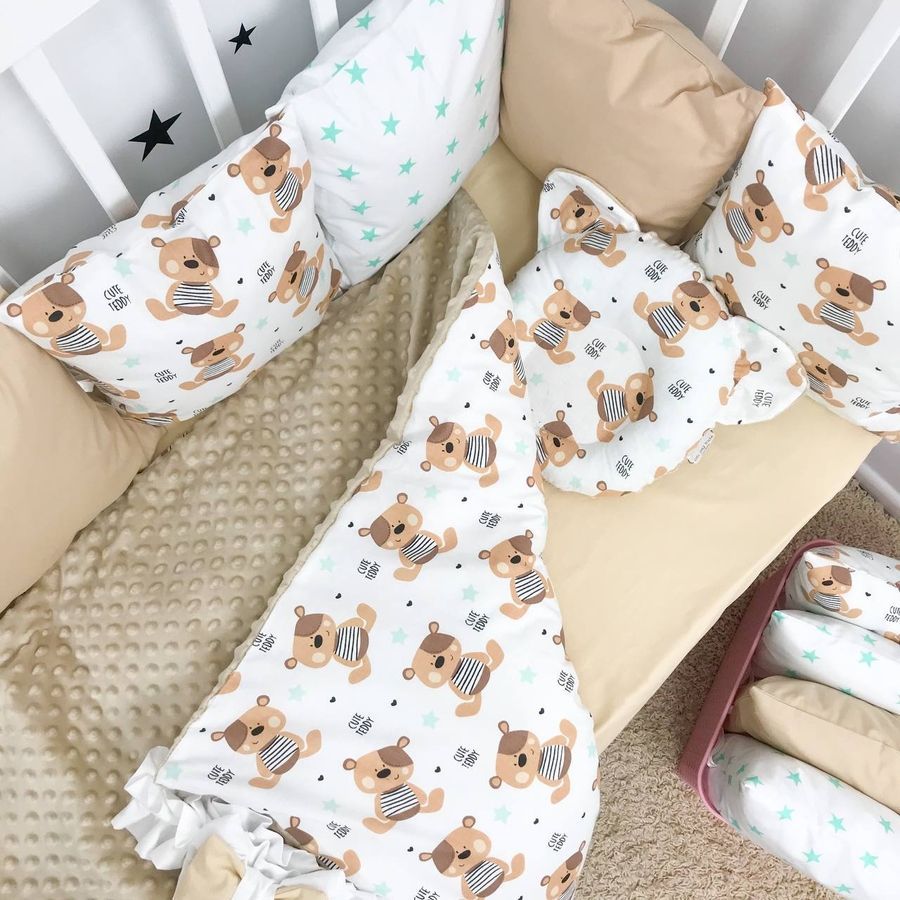 Бортики в детскую кровать Oh My Kids 120х60 см "Bears" 12 шт